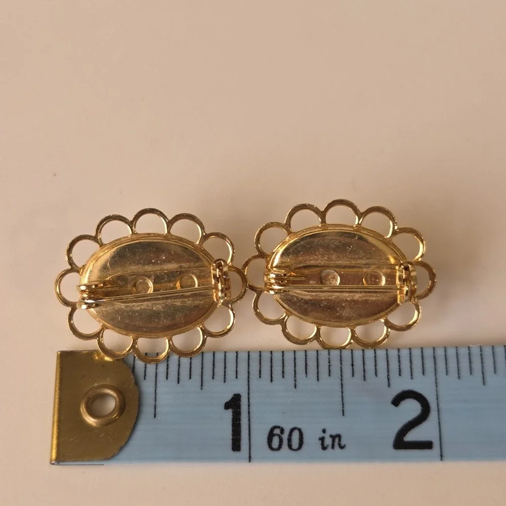 Vintage Unsigned Gold Tone Filigree With Faux Pearls Scatter Brooch Pin‎ Set